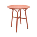 Eenvoudige ronde tafel met metalen poten in oranje kleur