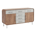Moderne Dressoir in Hout met Glanzende Grijze Deuren en Metalen Handvatten