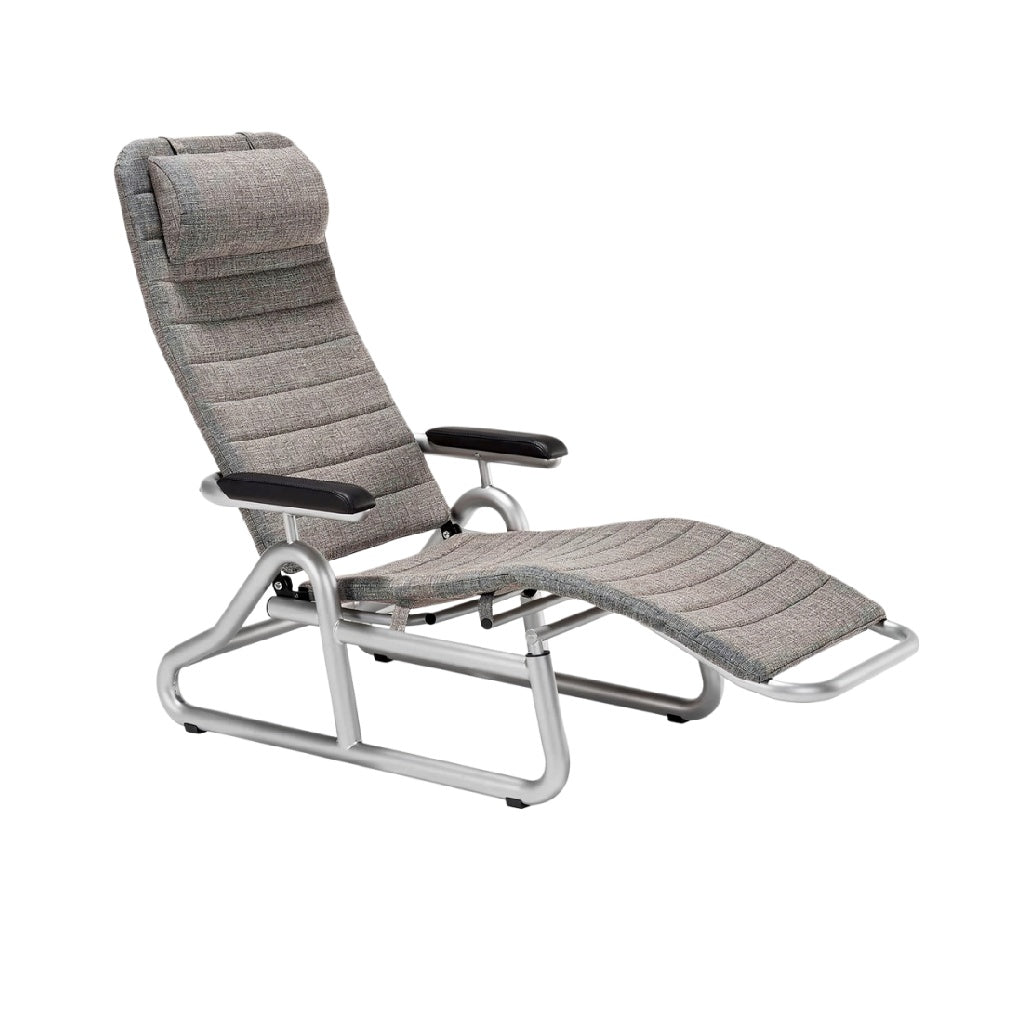 Technische Titel: "Verstelbare Loungestoel met Textiel Bekleding en Aluminium Frame"