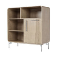 **Moderne Houten Boekenkast met Deur en Open Opslag**