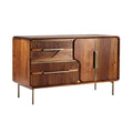 **Moderne Houten Dressoir met Geperforeerde Deurtjes en Strakke Poten**
